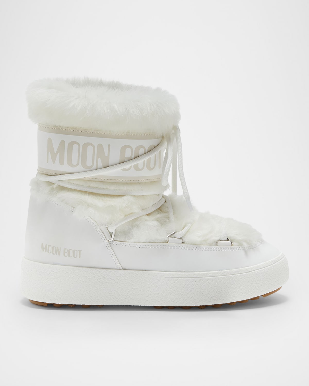 Moon Boot Ltrack Faux Fur Ankle Snow Boots In White
