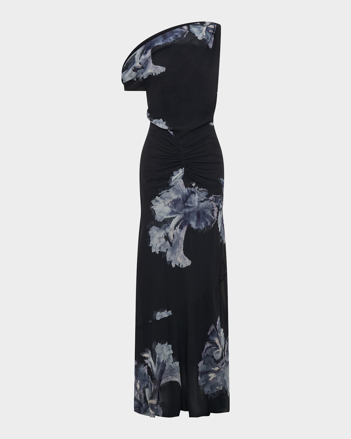 Nicholas Elza Asymmetric Off-shoulder Paneled Maxi Dress In Black