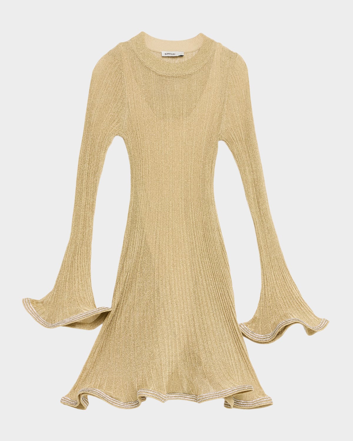 Simkhai Zelda Embellished Knit Mini Dress In Gold