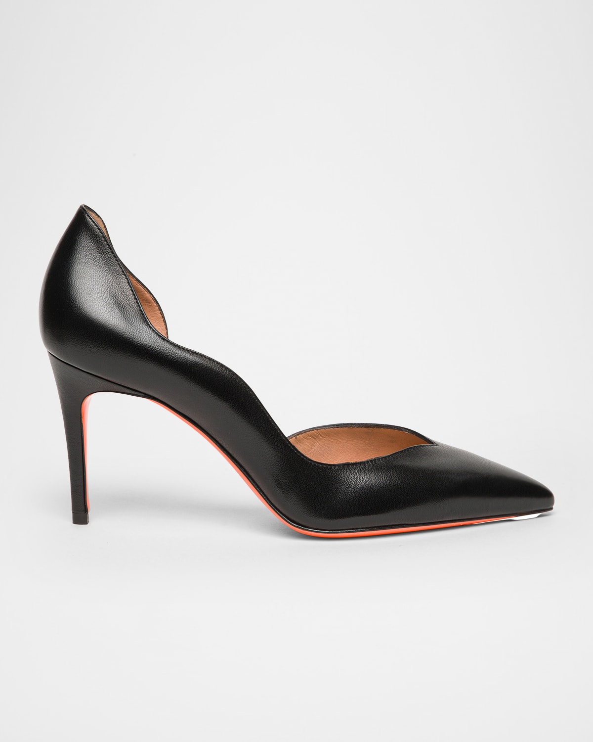Santoni 85mm Petal Leather Pointed-toe Pumps In Black