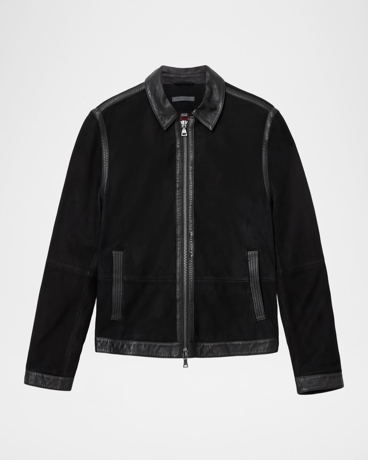 John Varvatos Jaxon Leather Trim Suede Jacket In Black