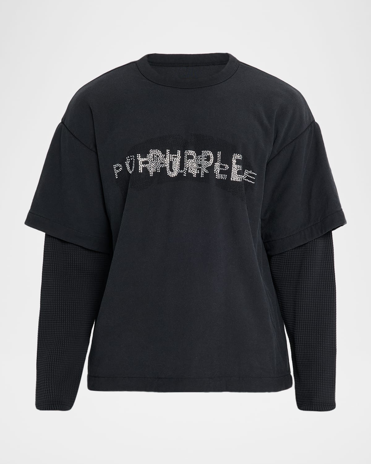 Purple Men's Sequin Logo Long Sleeve T-shirt In Black