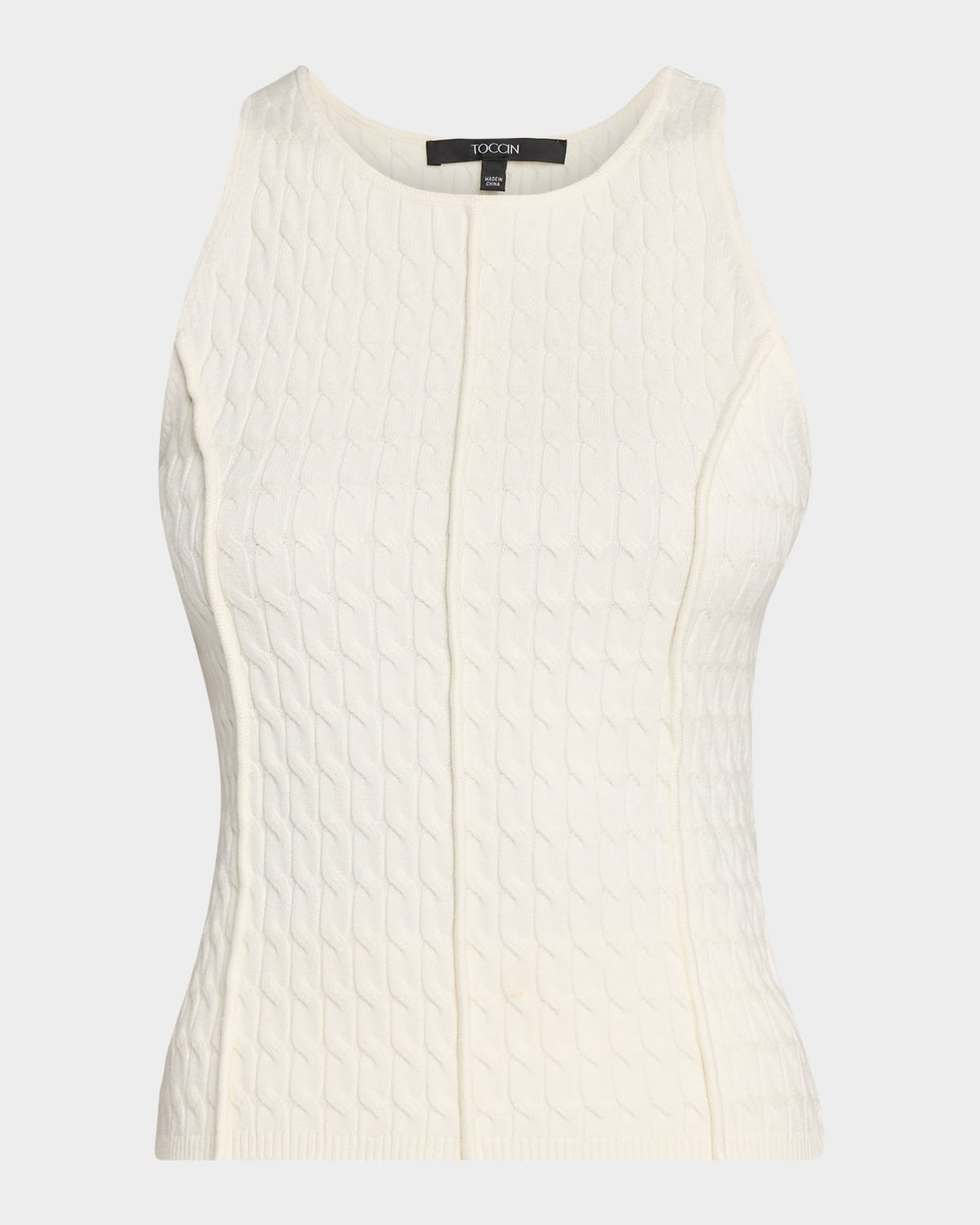 Toccin Joyce Seamed Cable-knit Tank Top In White