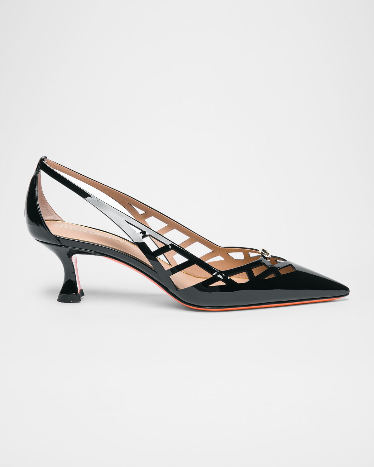Santoni 55mm Cutout Patent Leather Pumps In Black