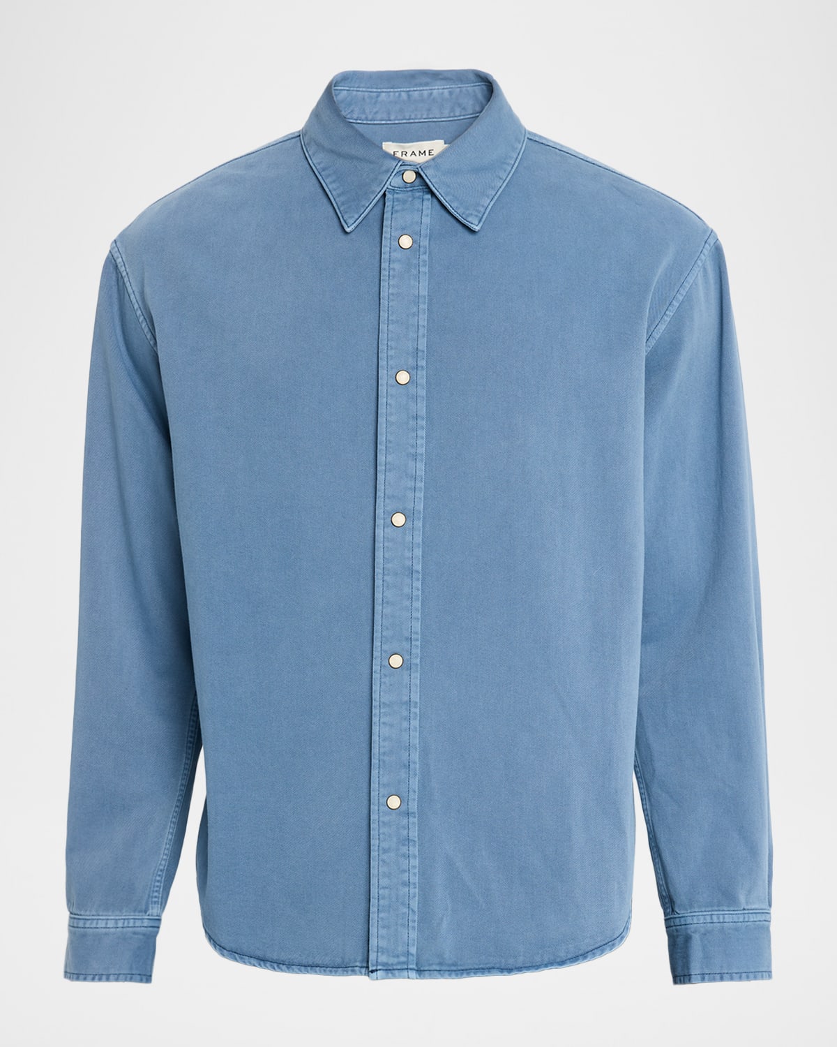 Frame Men's Cotton Point Collar Snap-front Shirt In Blue