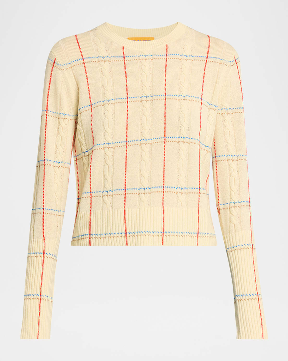 Guest In Residence Cashmere Shrunken Check Crewneck Sweater In Multi