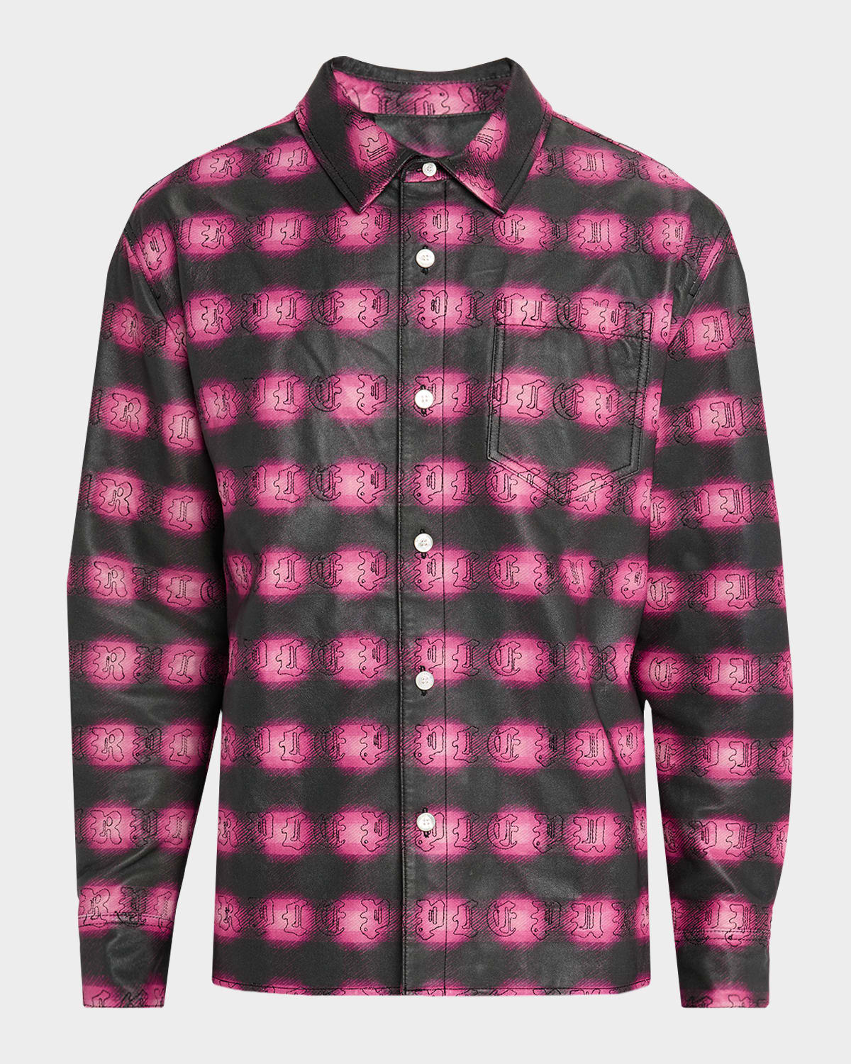 Purple Men's Gothic Shadow Leather Jacket In Multi