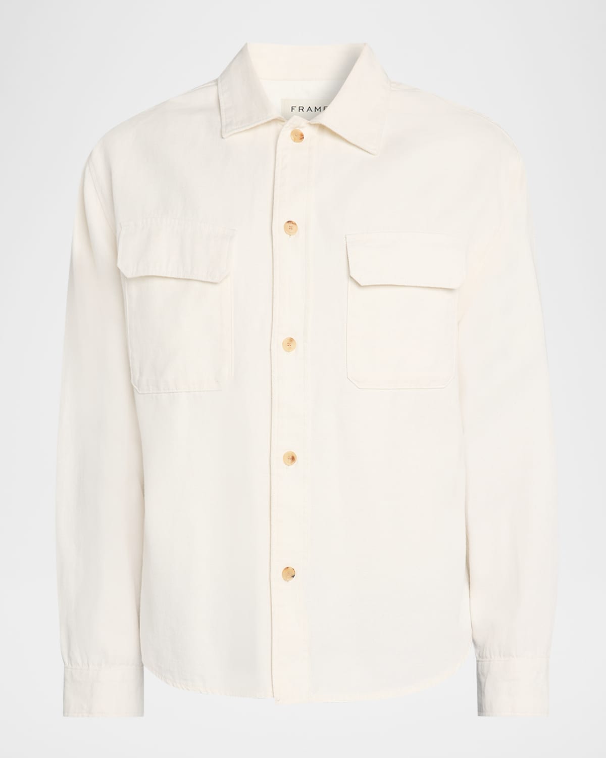 Frame Men's Linen Double-pocket Button-down Shirt In Neutral