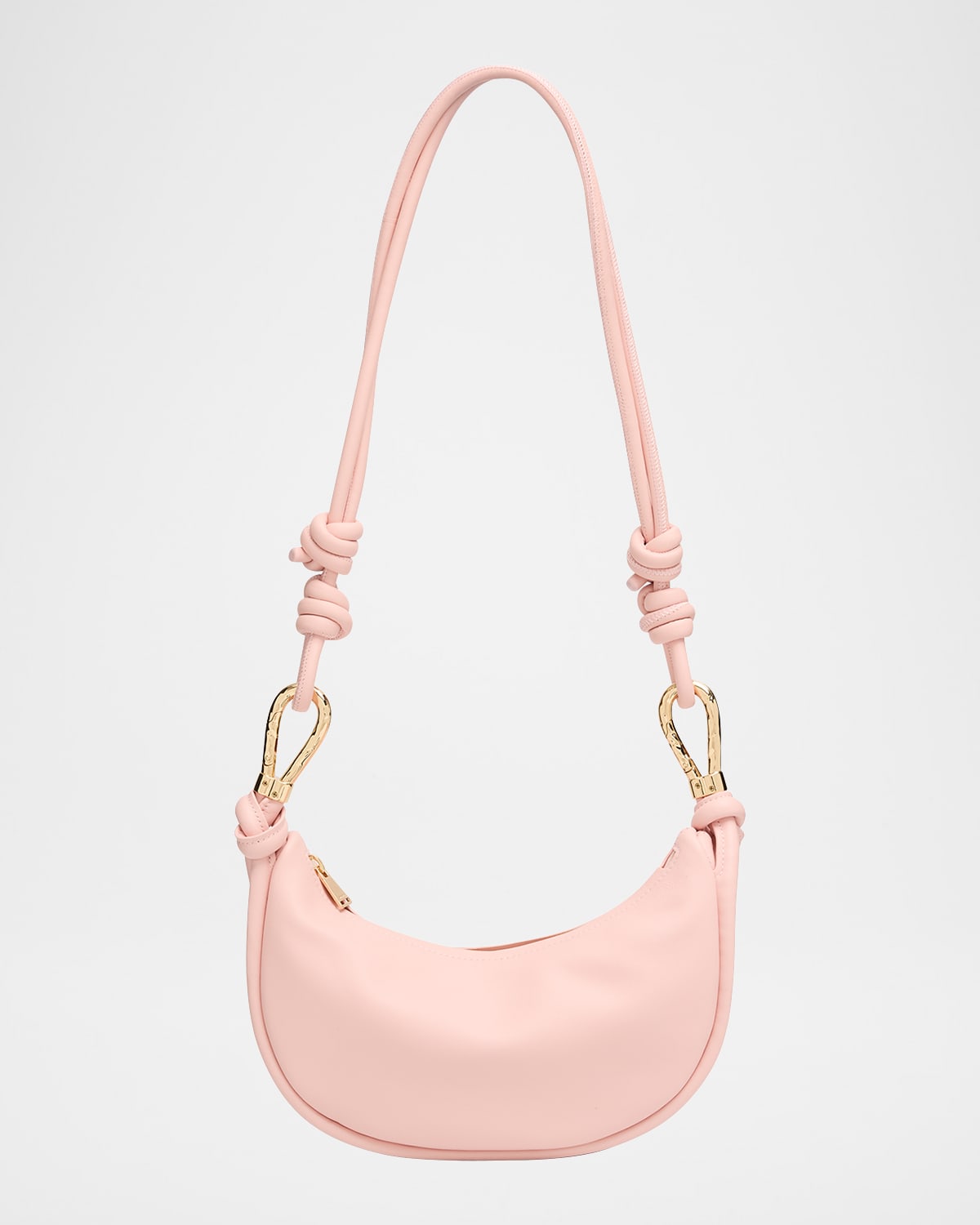 Simkhai Avery Curved Leather Crossbody Bag In Pink