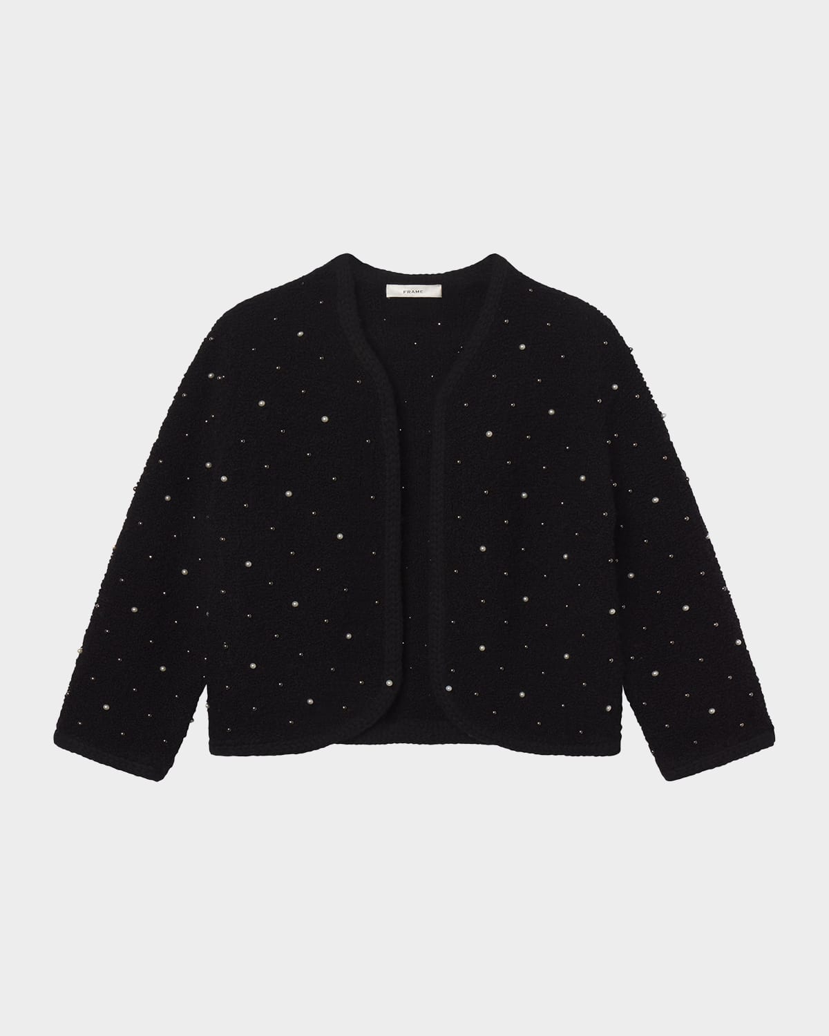 Frame The Embellished Knit Jacket In Black