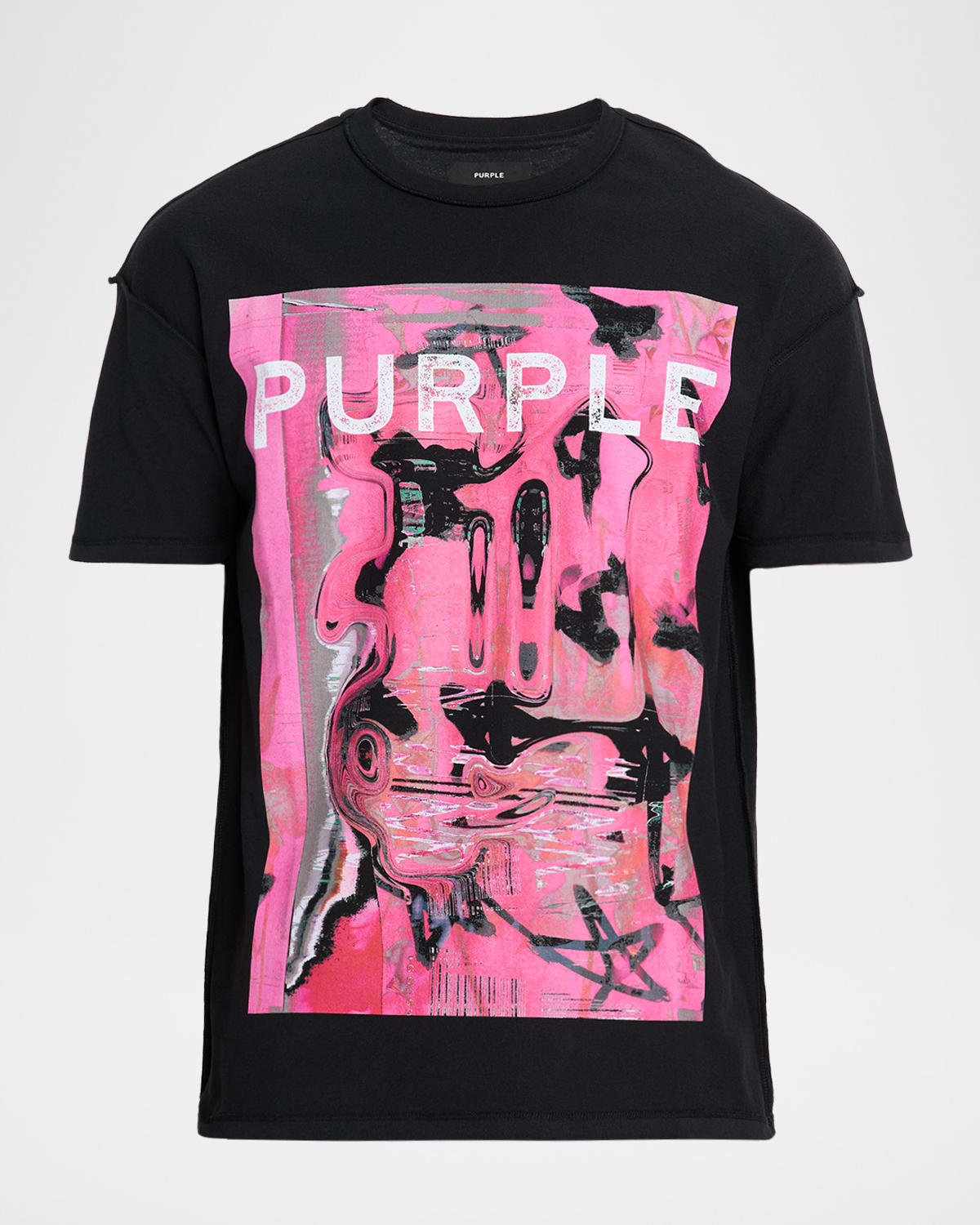 Purple Men's Displaced Logo Cotton T-shirt In Black