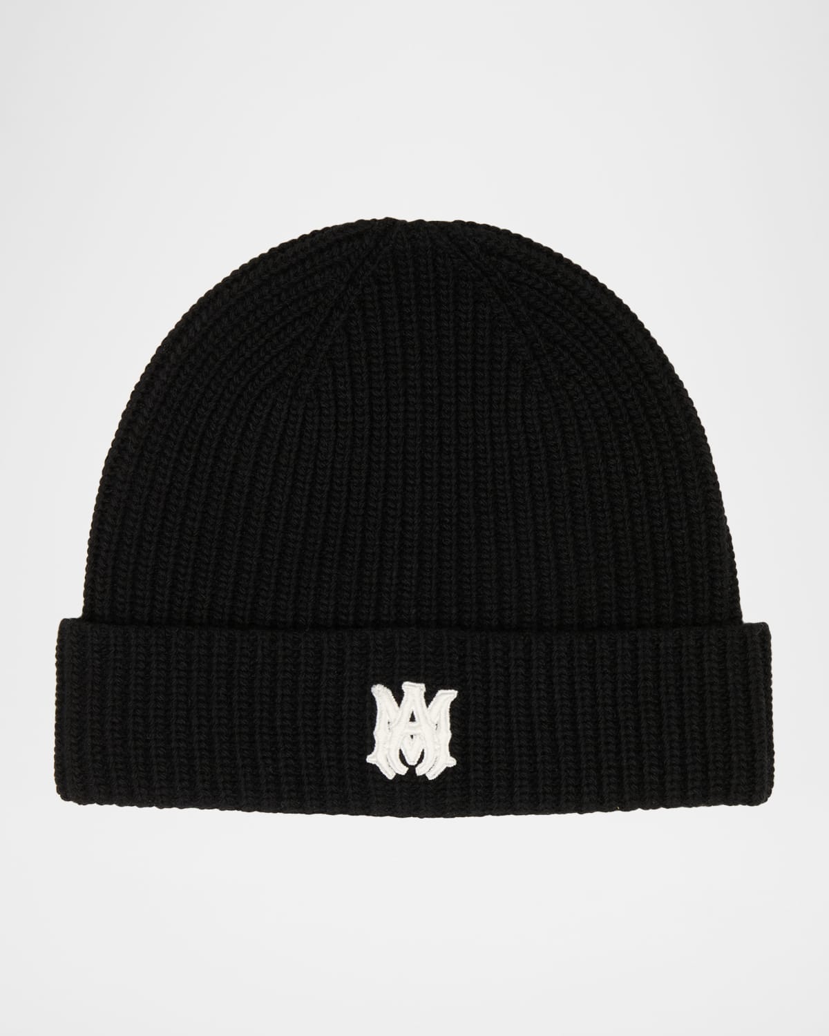 Amiri Men's Ma Embroidered Wool Rib Beanie Hat In Black