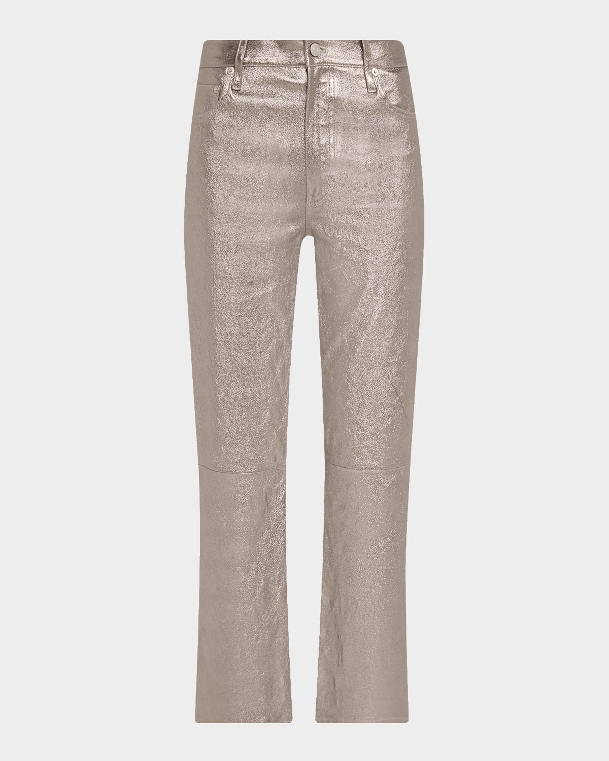 Frame Le Sleek Straight Leather Pants In Neutral