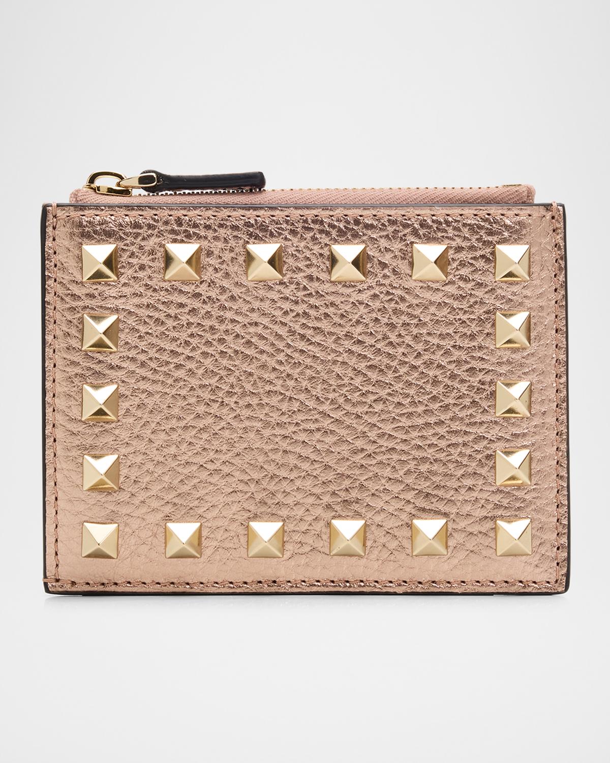 Rockstud Calfskin Cardholder with Zip