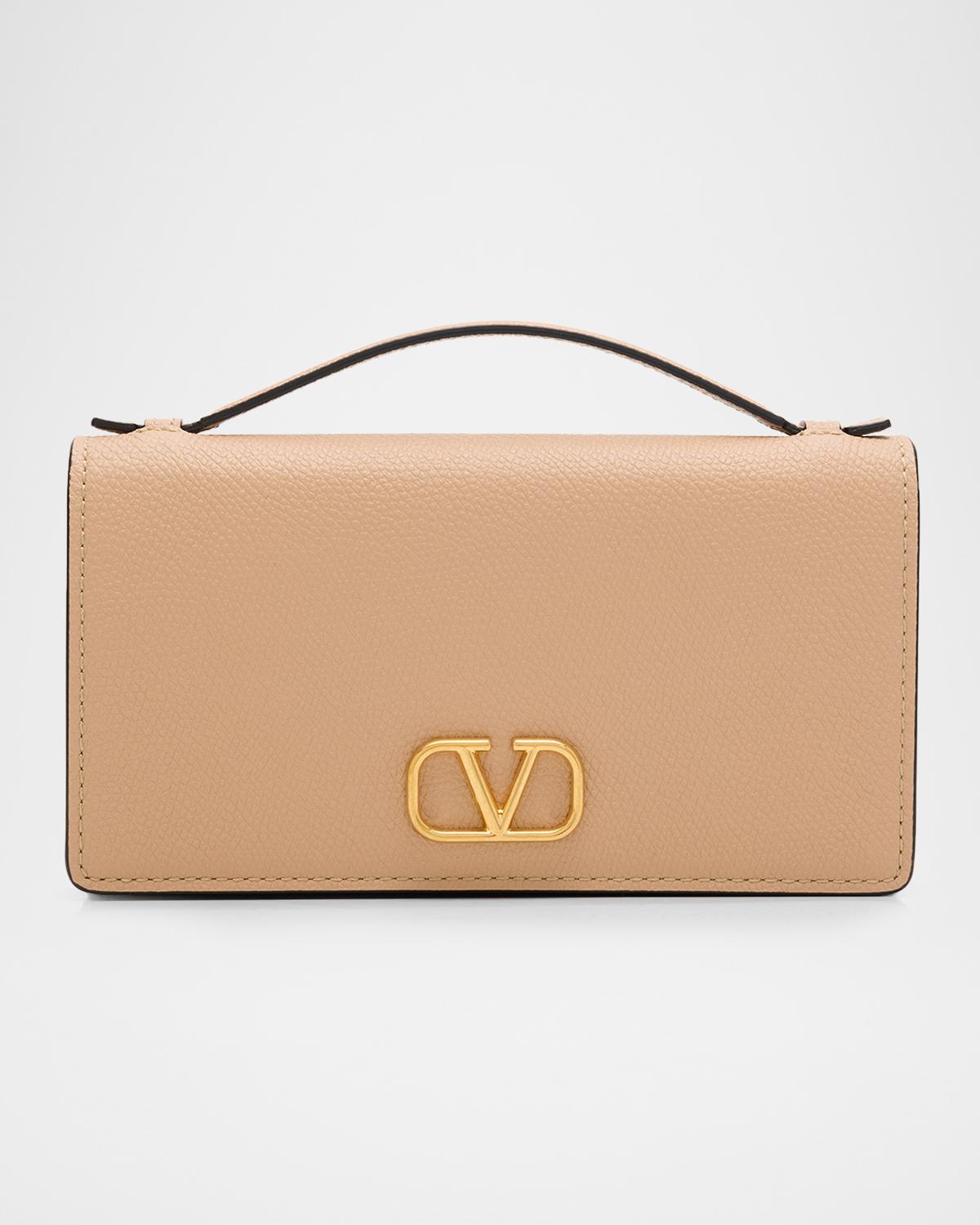 VLOGO Calfskin Leather Wallet on Chain