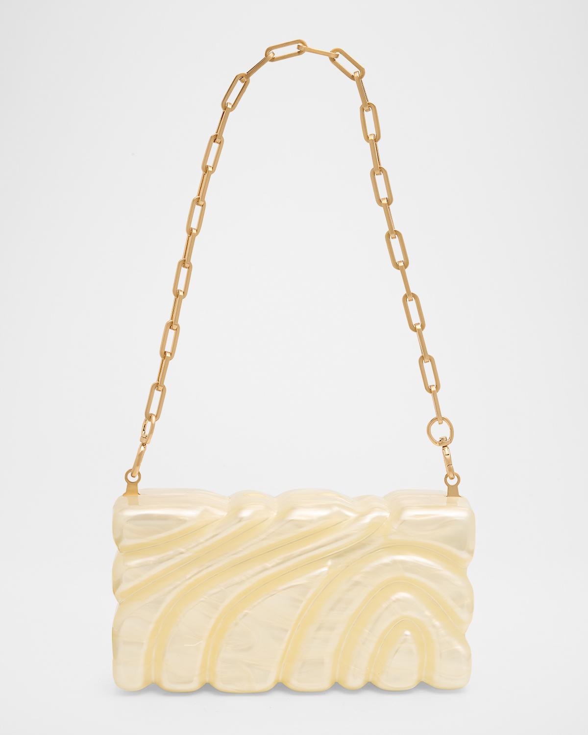 Aura Sculptural Marbled Acrylic Clutch Bag