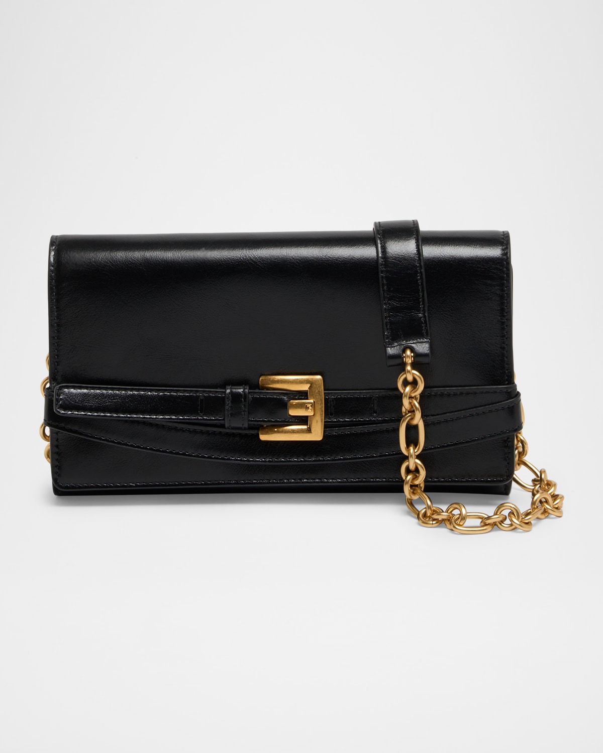 Balmain Shuffle Belted Wallet on Chain in Leather