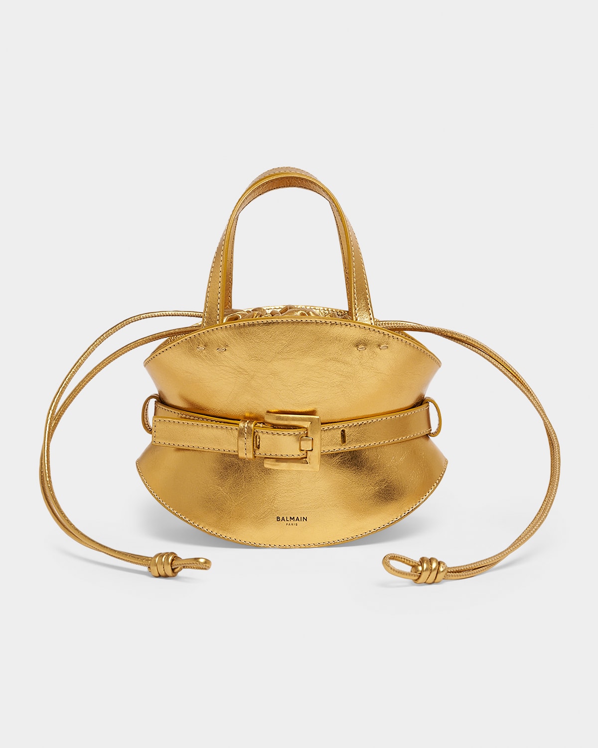 Balmain Shuffle Mini Belted Crossbody Bag in Metallic Leather
