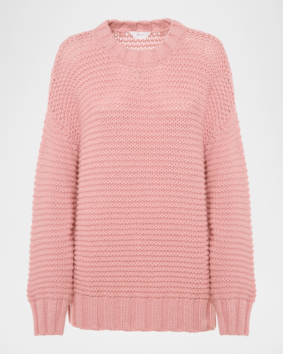 Malo Emma Cashmere Chainette Knit Crewneck Sweater In Pink