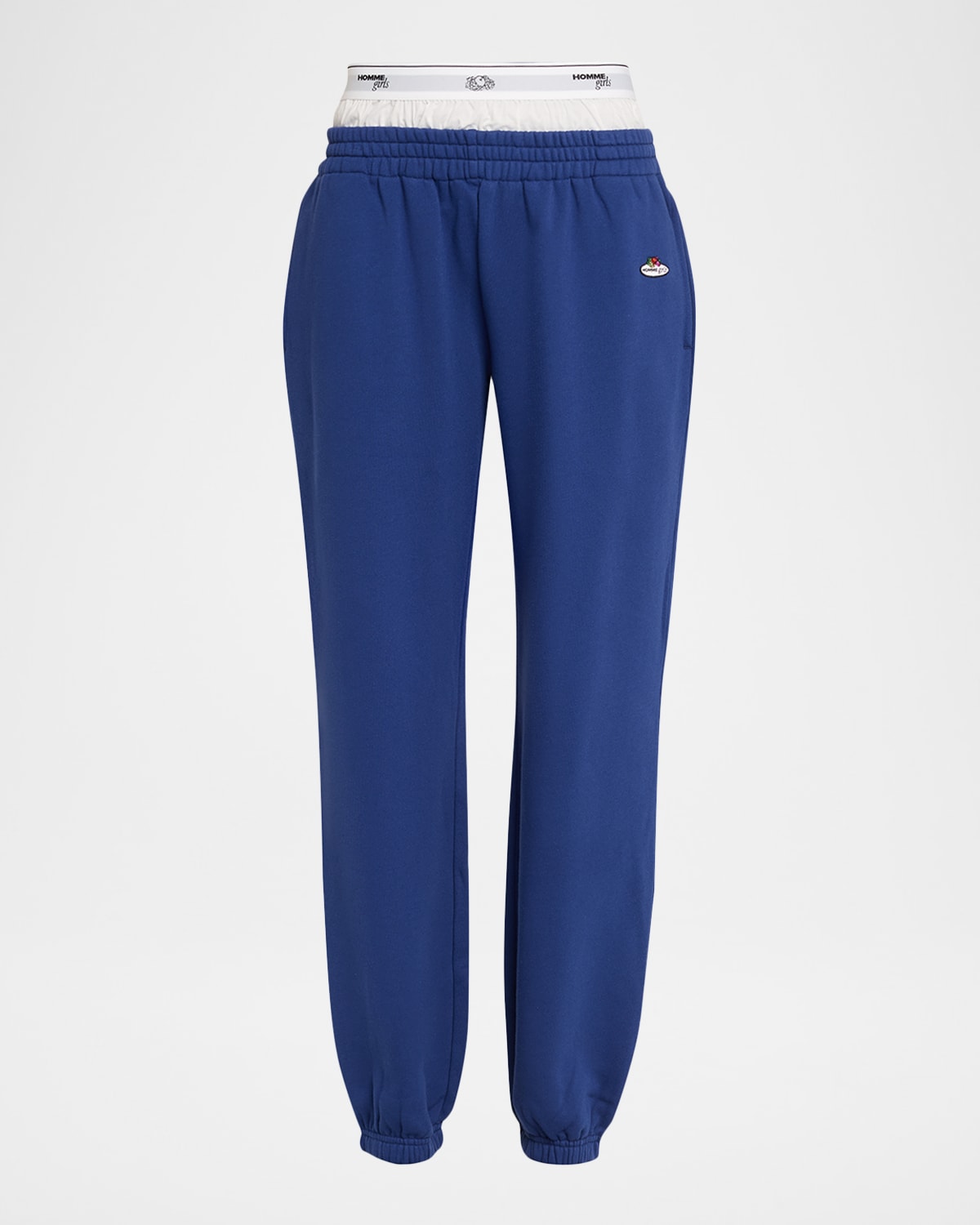 Hommegirls X Fruit Of The Loom Peekaboo Boxer Straight-leg Ankle Sweatpants In Blue
