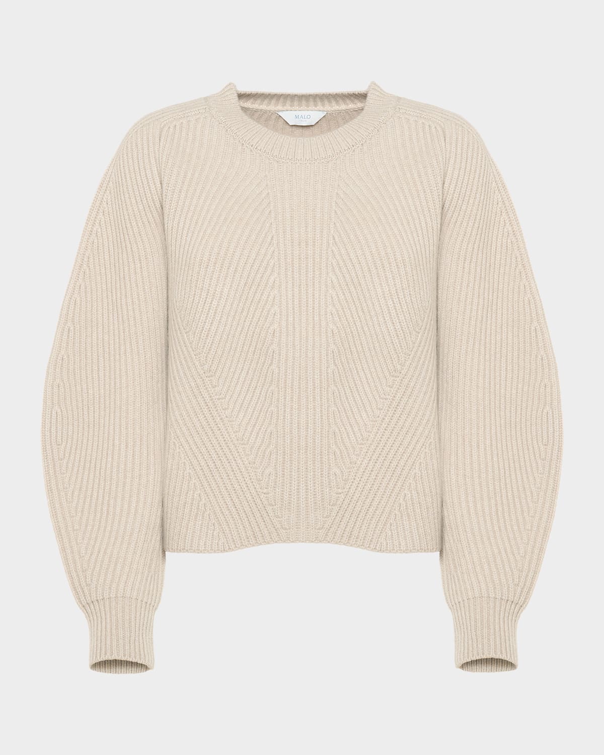 Malo Dafne Cashmere Rib Crewneck Sweater In Neutral