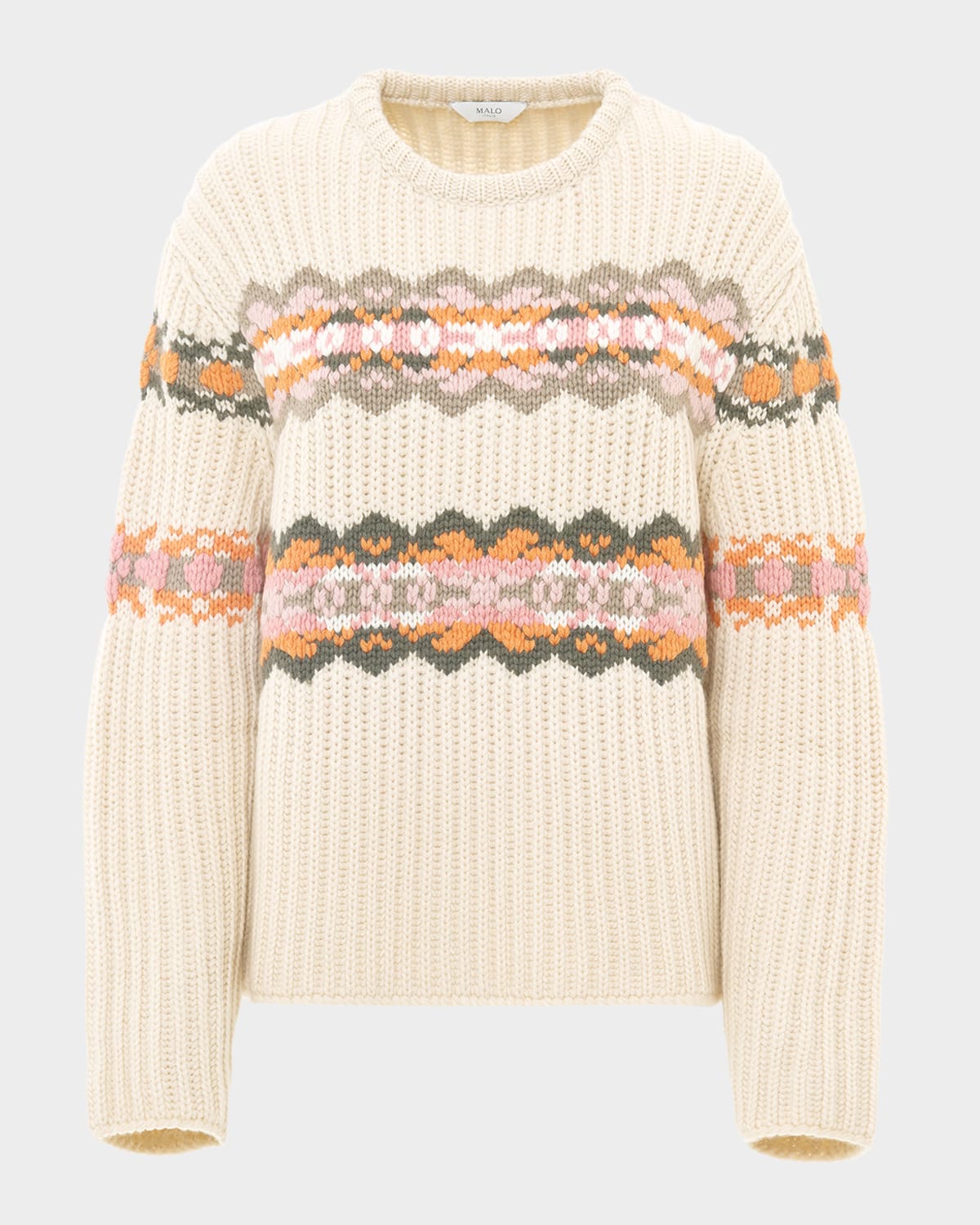Malo Freya Fair Isle Cashmere Crewneck Sweater In Multi