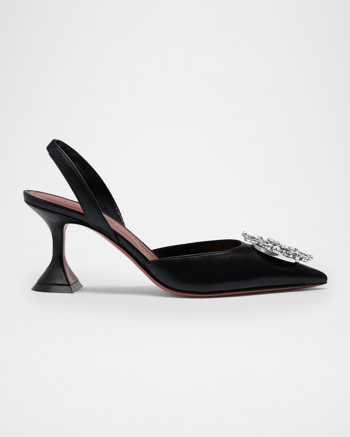 Amina Muaddi 70mm Begum Leather Crystal Slingback Pumps