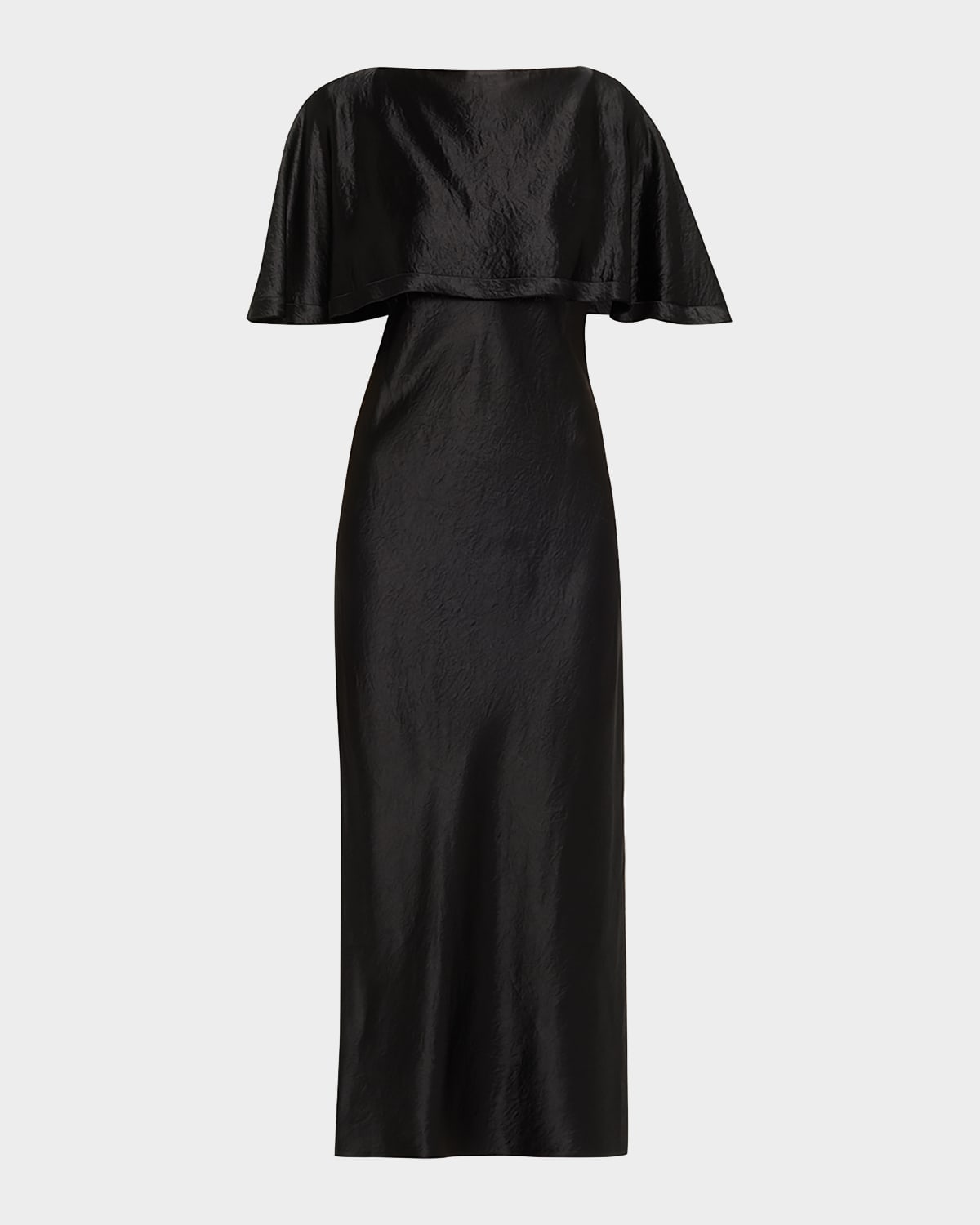 Jason Wu Collection Washed Twill Cape-sleeve Midi Dress In Black