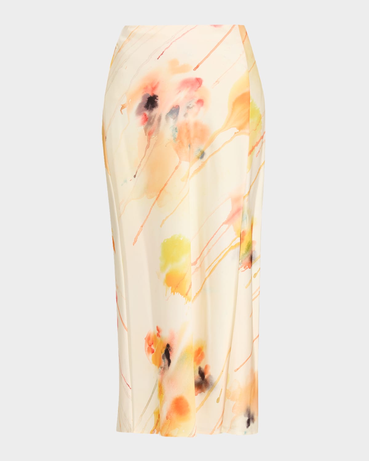Jason Wu Collection Washed Satin Floral-print Midi Skirt In Yellow