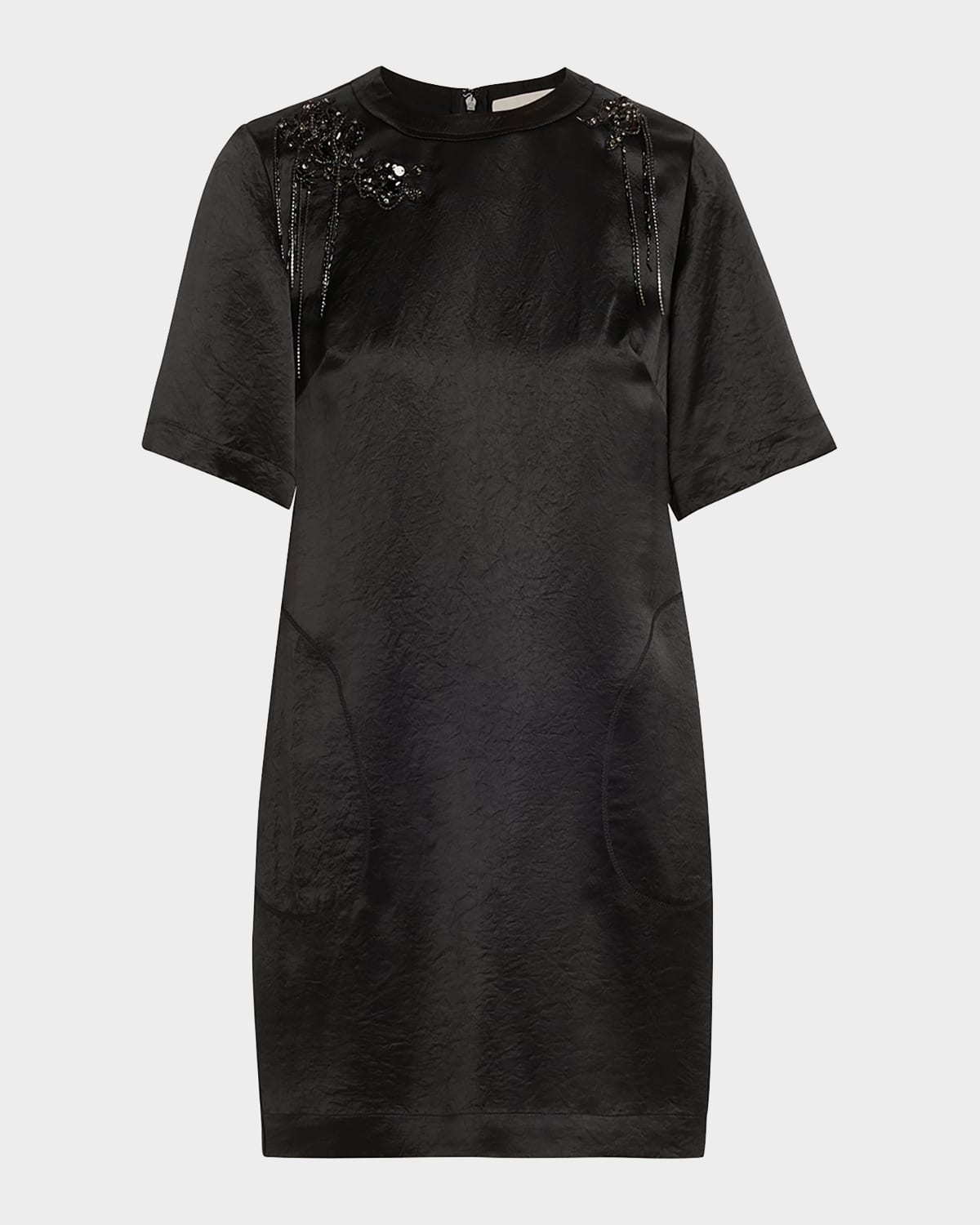 Jason Wu Collection Embellished Applique Mini Shift Dress In Black