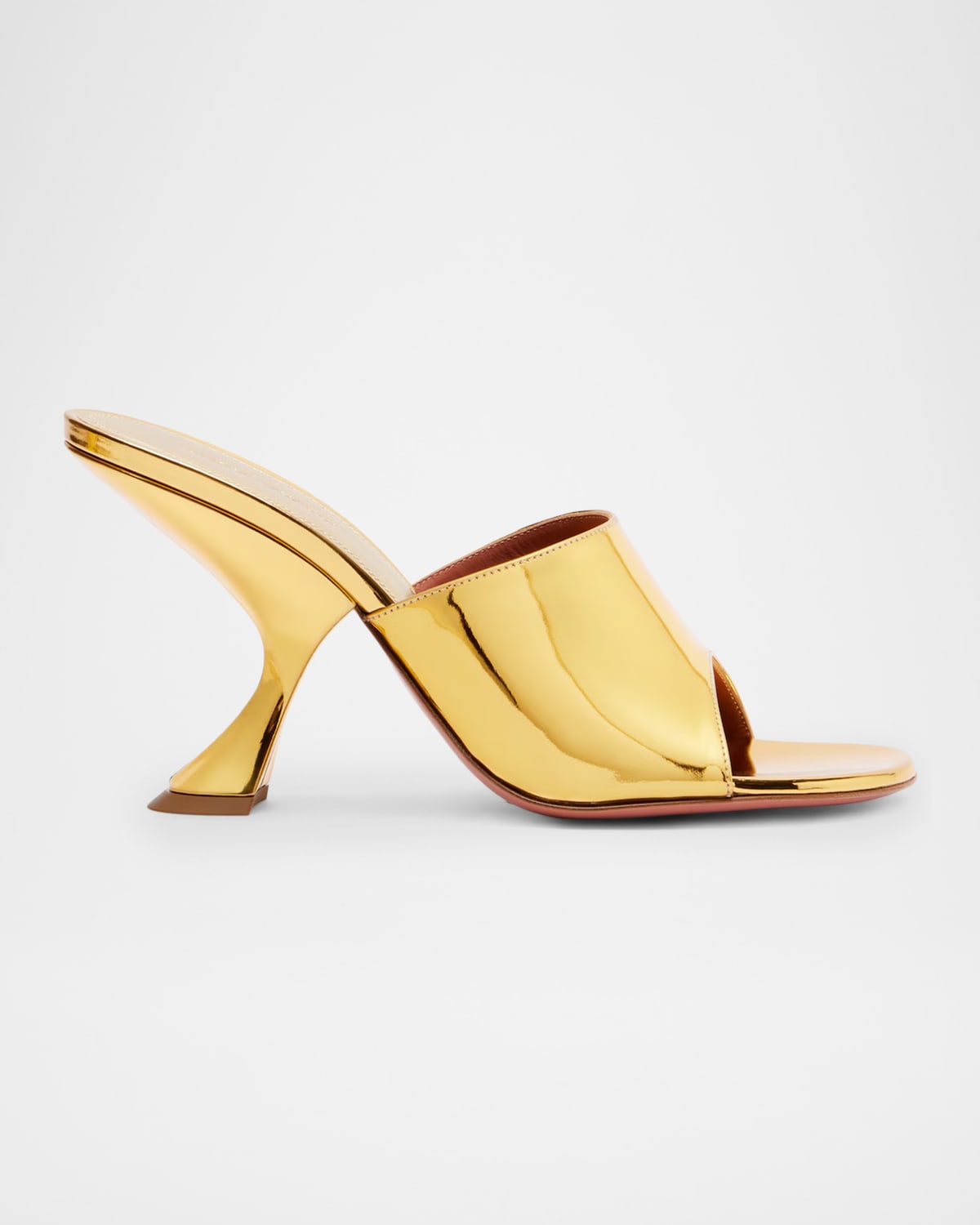 Amina Muaddi 90mm Taylor Metallic Leather Mule Pumps