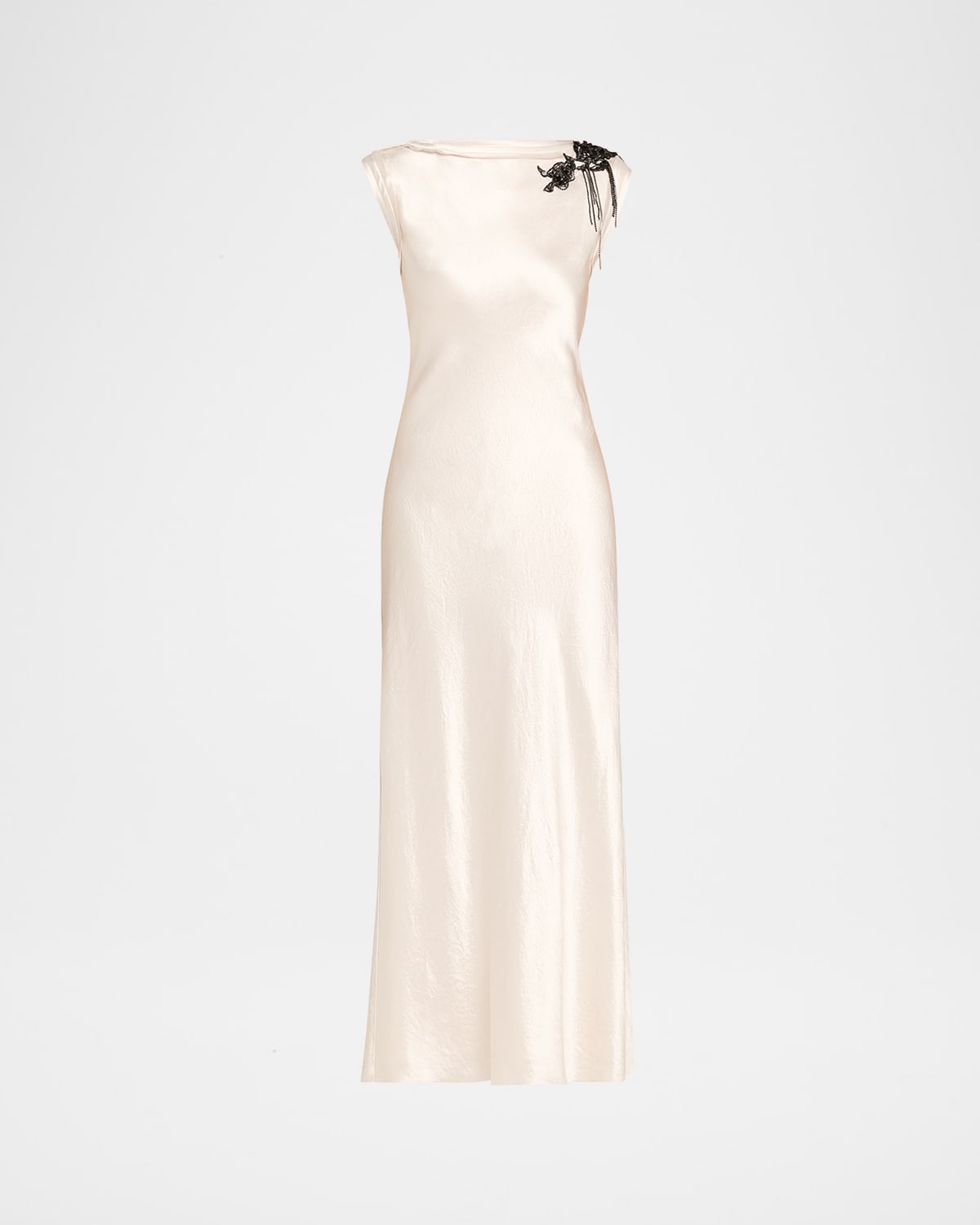 Jason Wu Collection Embellished Washed Twill Column Gown In Gray