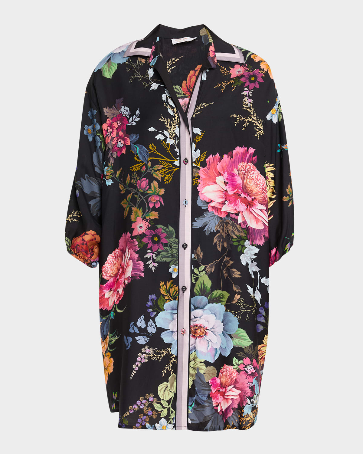 Johnny Was Baccara Floral Shirtdress Coverup