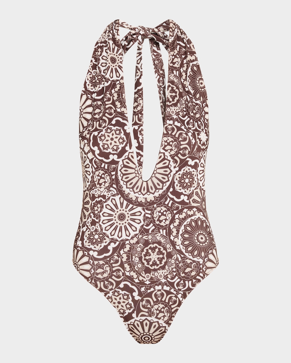 Ramy Brook Kaleidoscope Lorela Halter One-piece Swimsuit In Brown