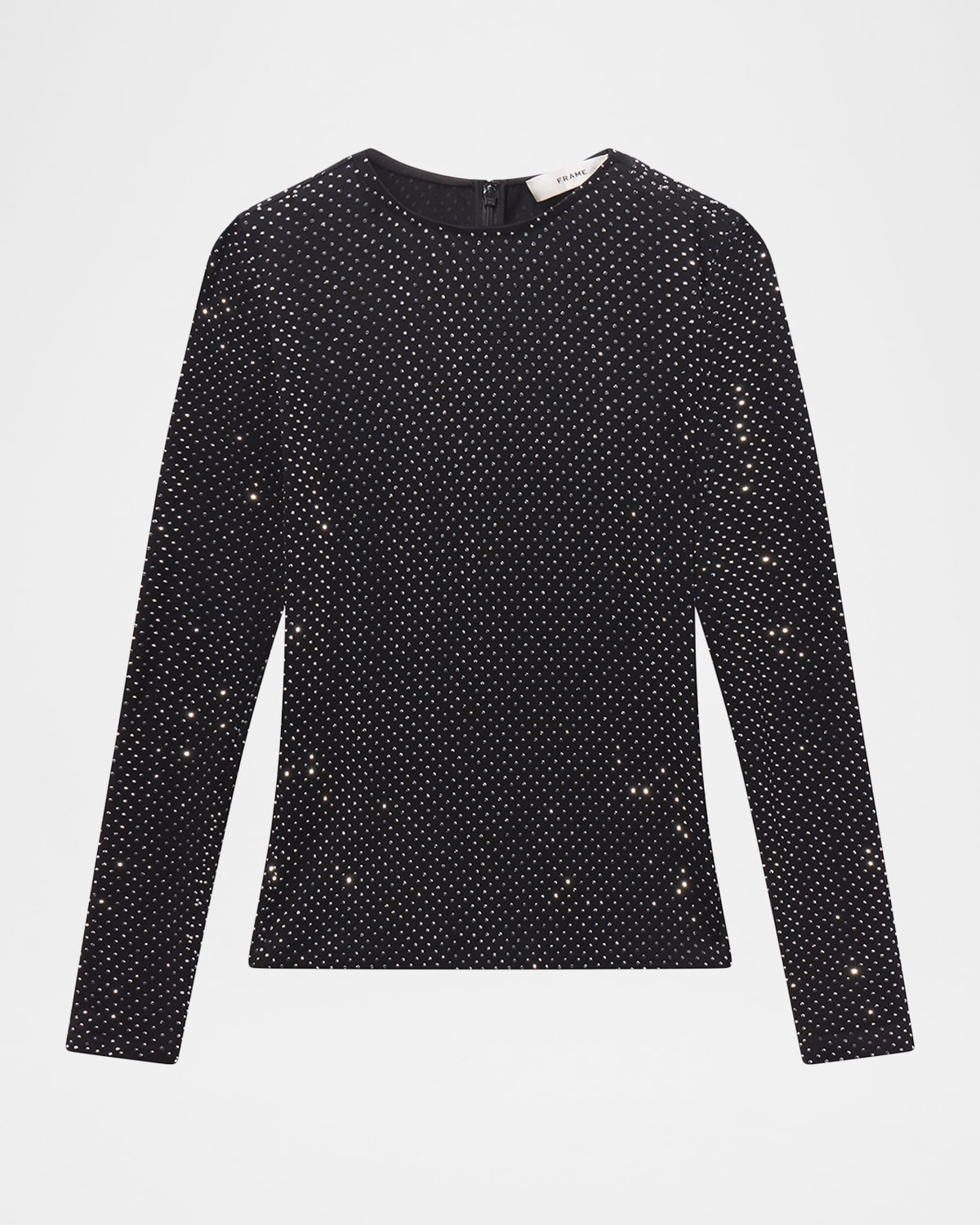 Frame The Rhinestone Jersey Top In Black