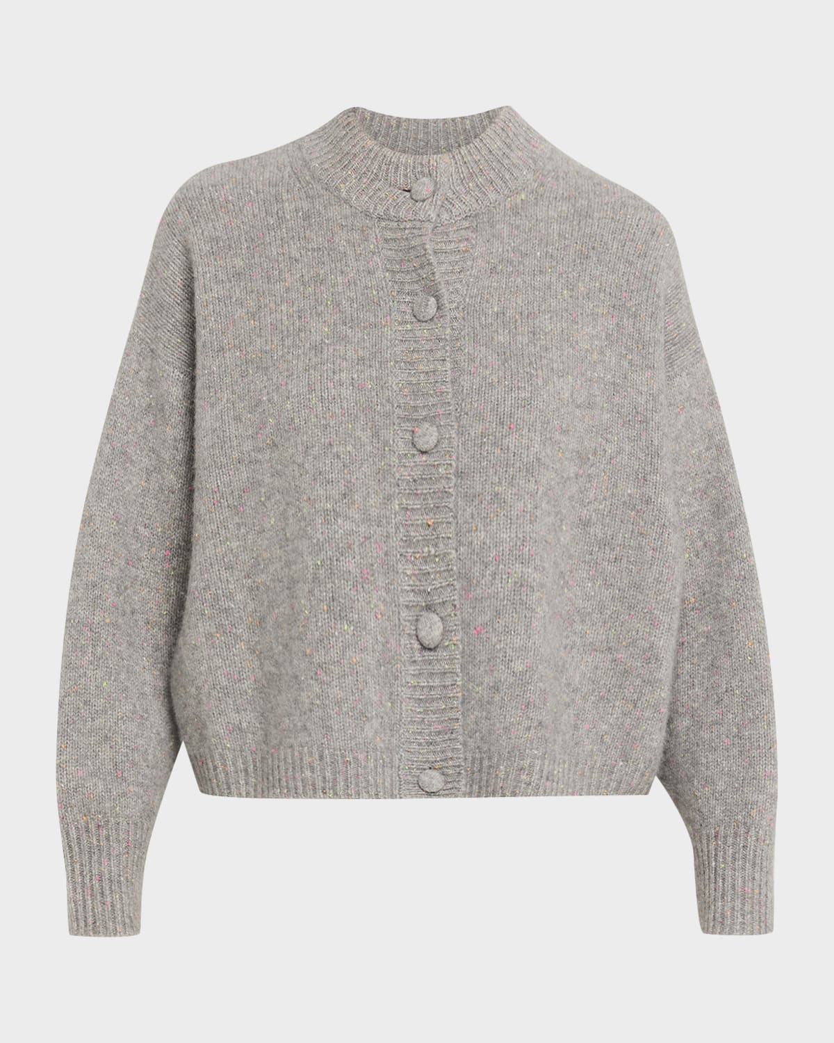 Frame The Cashmere Fleck Cardigan In Silver