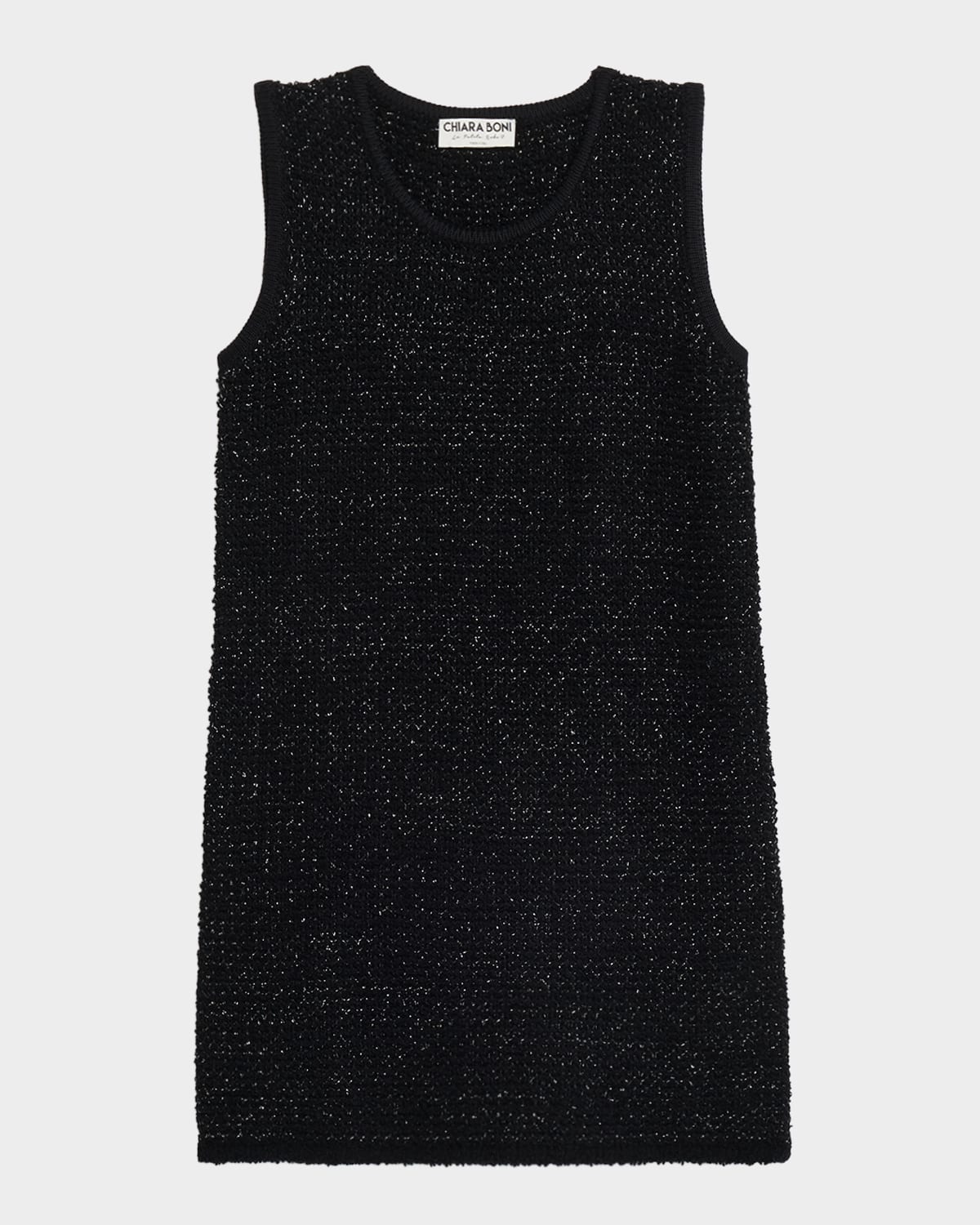 Chiara Boni La Petite Robe Bilok Sleeveless Shimmer Knit Mini Dress In Black