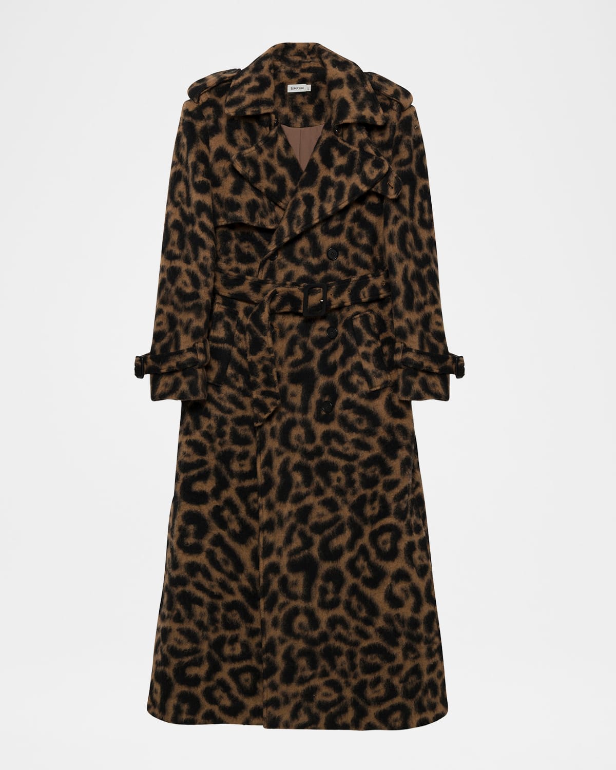 Simkhai Rumi Belted Leopard Trench Coat In Brown