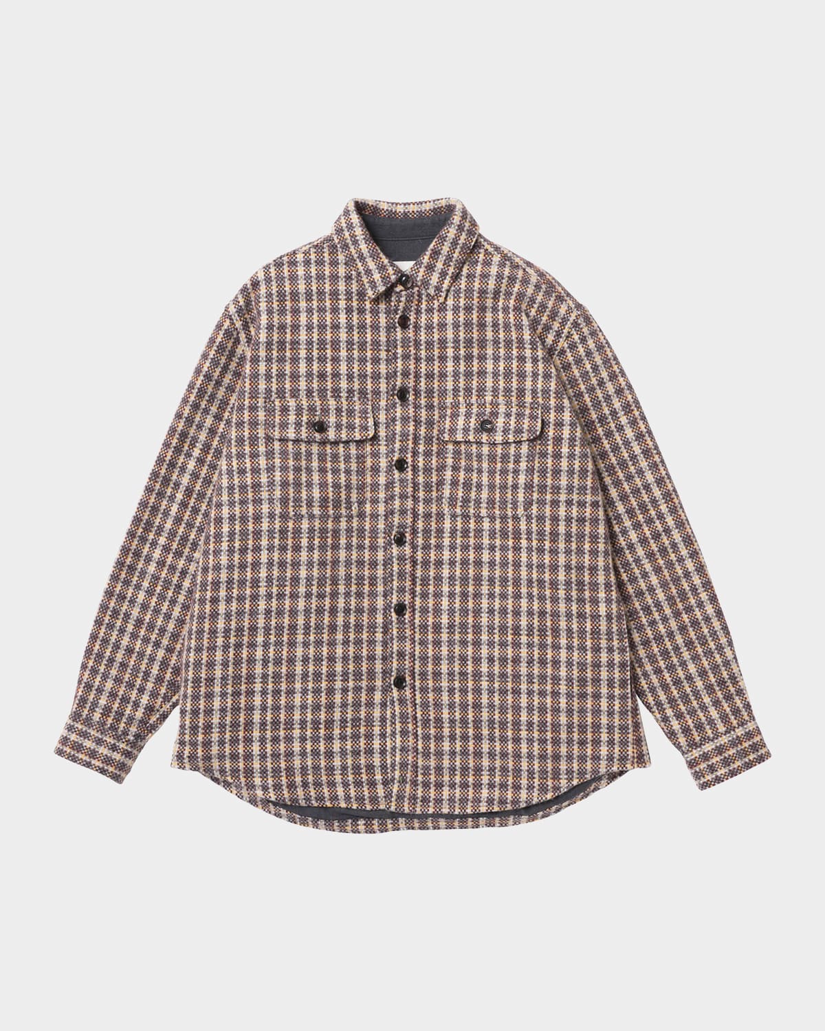 Vowels Double Pocket Shirt Jacket In Brown