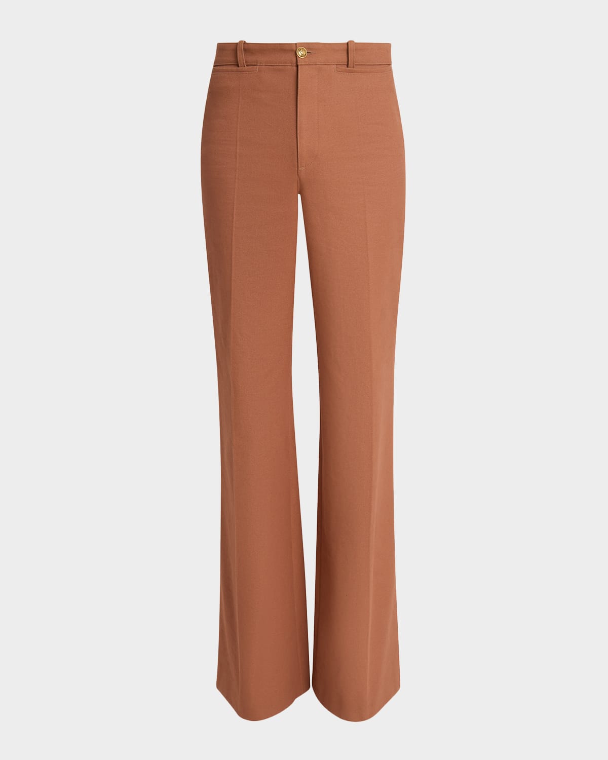 Chloé Mid-rise Organic Cotton Canvas Flare Pants In Brown