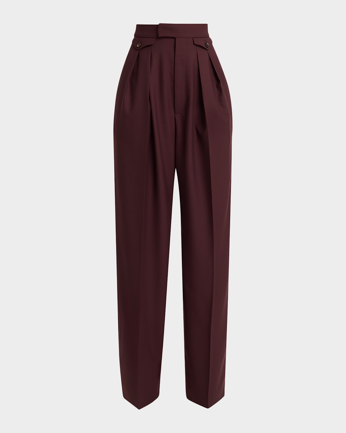 Chloé High-rise Pleated Wool Gabardine Wide-leg Pants In Purple