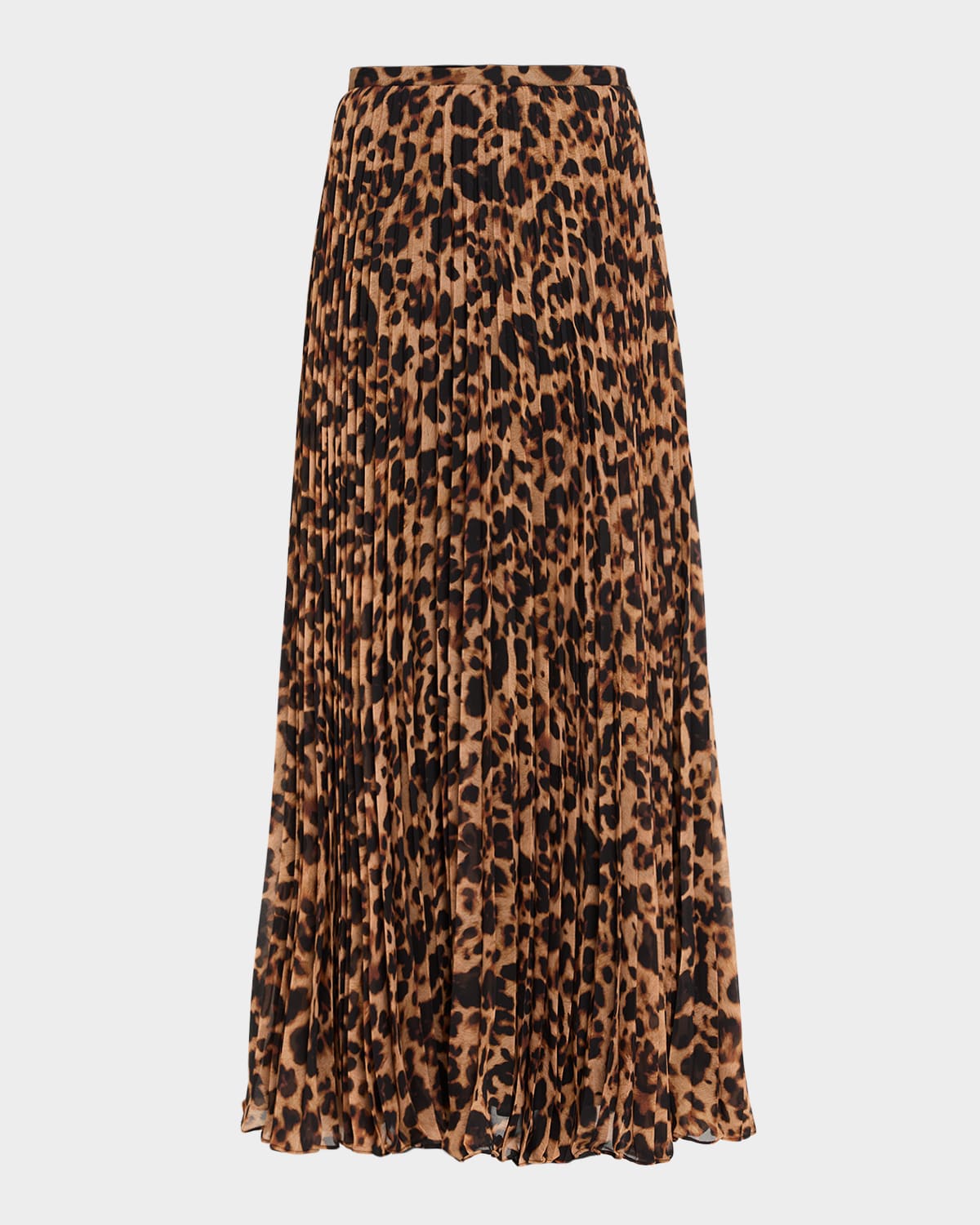 L'agence Torin Leopard Pleated Maxi Skirt In Multi