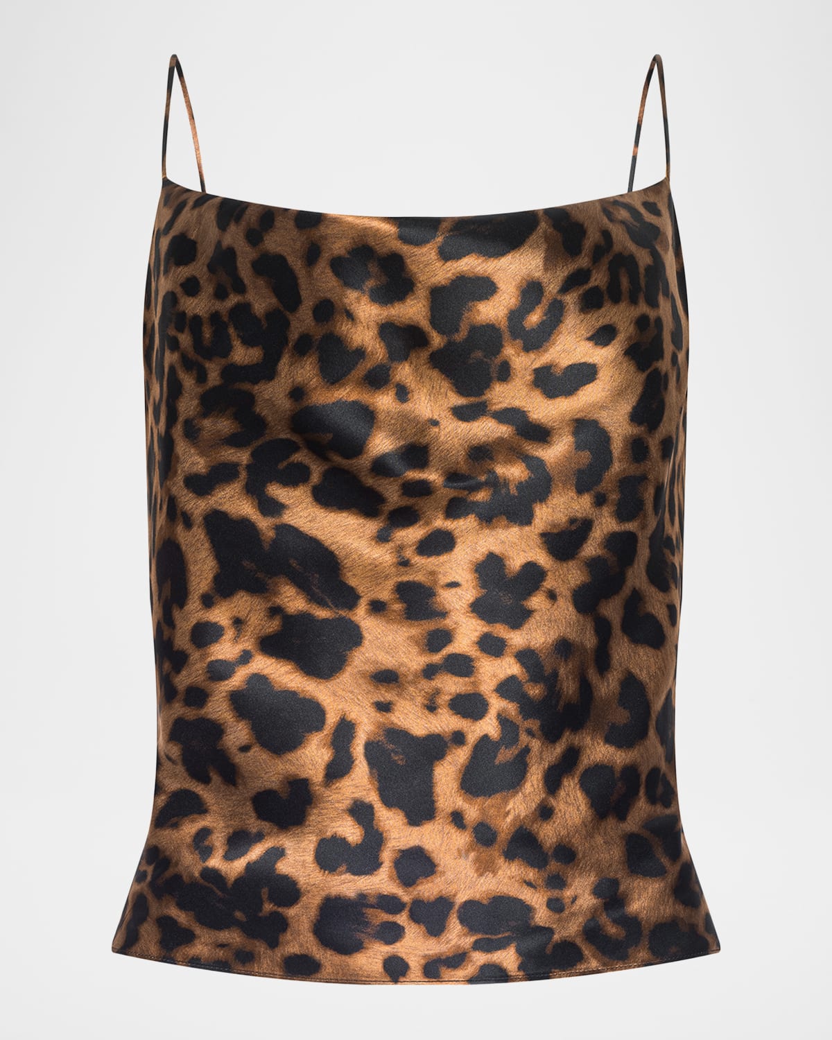 L'agence Leopard Calista Cowl-neck Silk Camisole In Brown