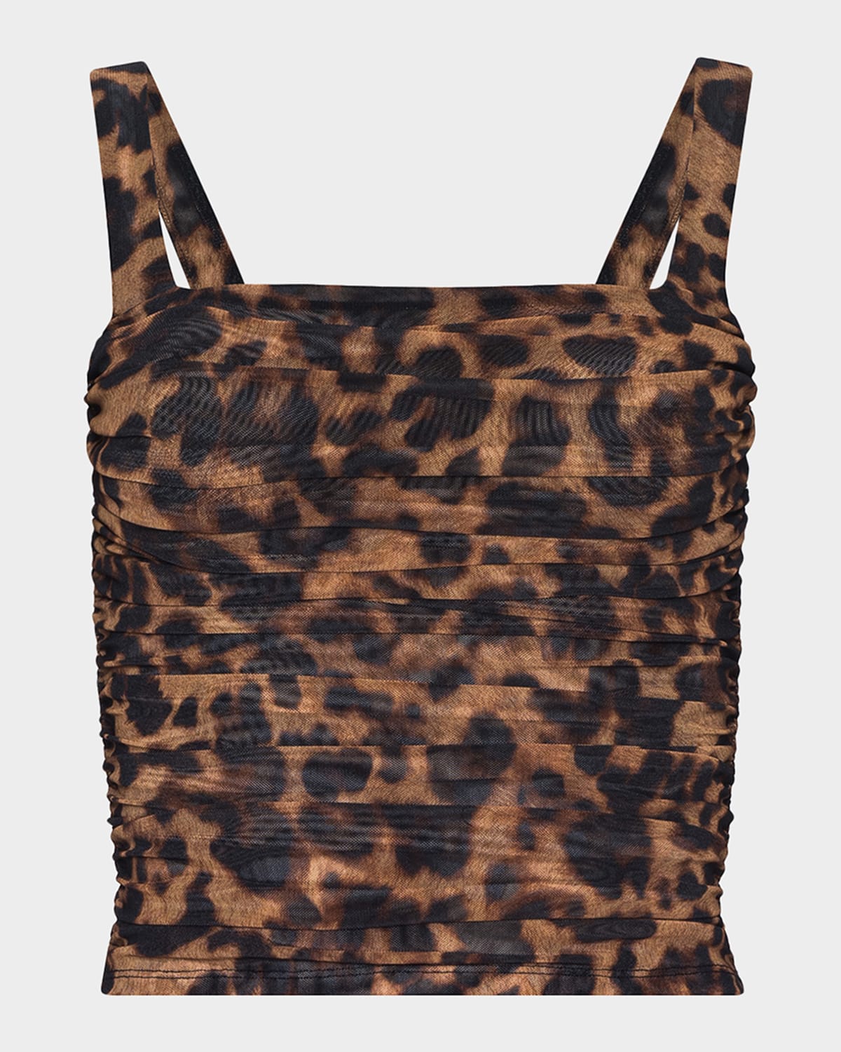L'agence Rasha Shirred Mesh Tank In Brown