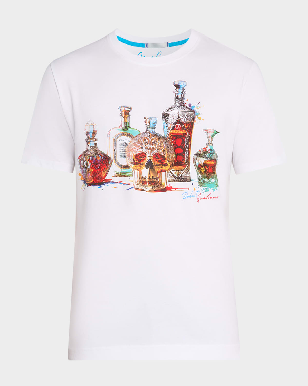 Robert Graham Men's Liquid Skull Graphic T-shirt In White