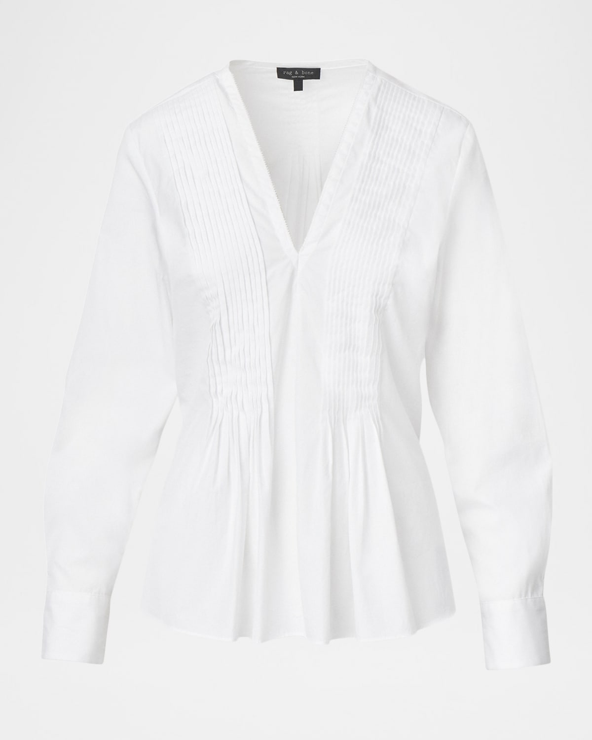 Rag & Bone Asher Pleated Long-sleeve Blouse In White