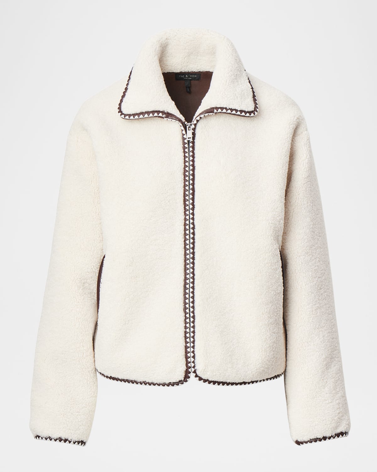 Rag & Bone Mai Sherpa Fleece Jacket In White