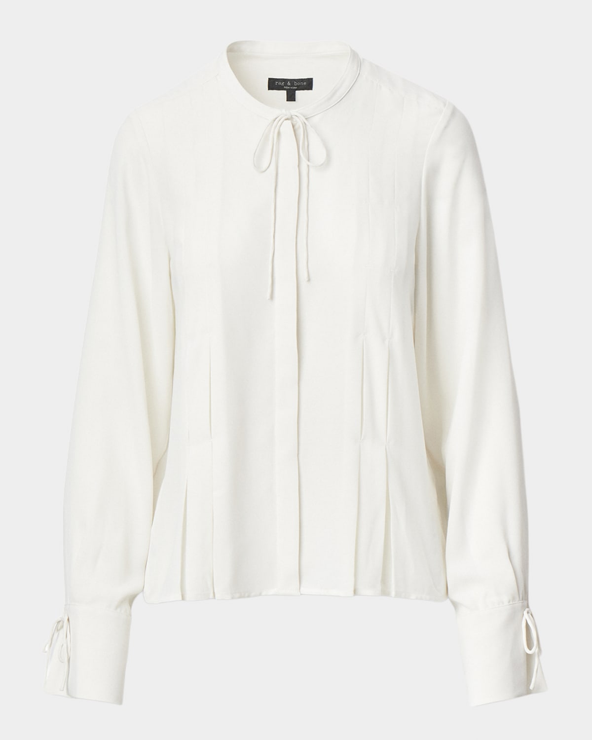 Rag & Bone Arden Pleated Long-sleeve Blouse In White