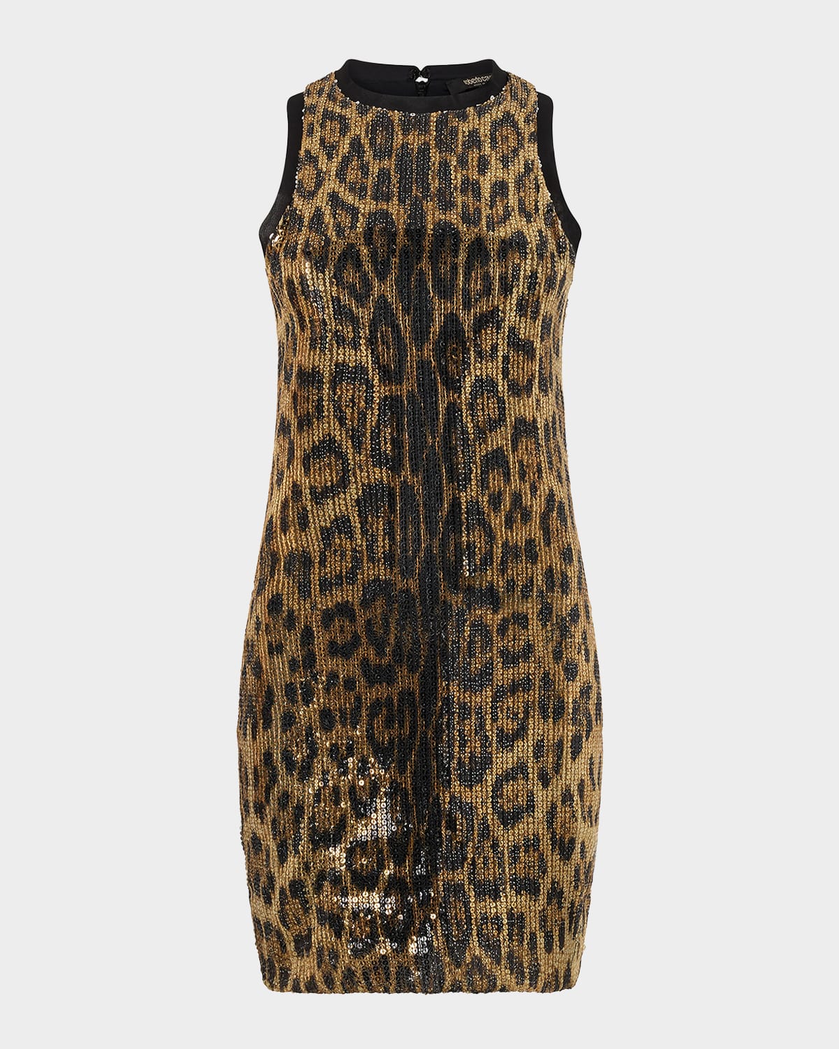 Roberto Cavalli Jaguar-print Sequined Mini Dress In Brown