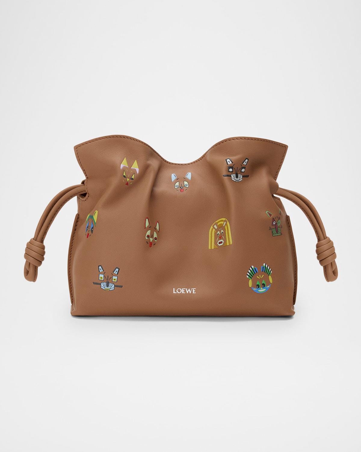 Loewe X Louis Wain Flamenco Clutch Bag In Leather In Brown